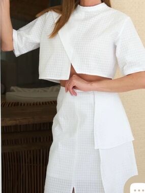 White Benedita Formosinho Camila Textured Crop Top